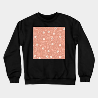 Botanical  Peach and White Pattern Crewneck Sweatshirt